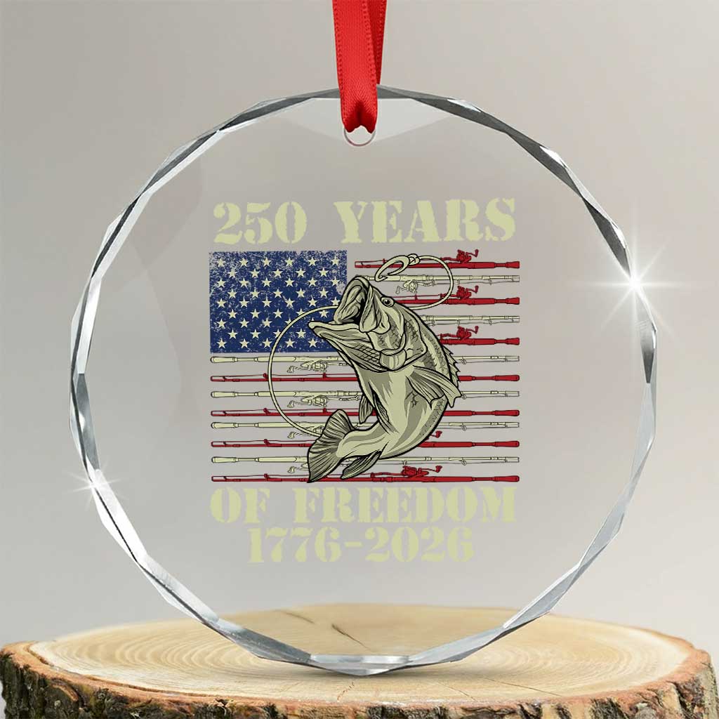 250th Anniversary USA Bass Fishing American Flag Crystal Glass Ornament TS14 Transparent Glass 3'' Circle Print Your Wear