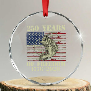 250th Anniversary USA Bass Fishing American Flag Crystal Glass Ornament TS14 Transparent Glass 3'' Circle Print Your Wear