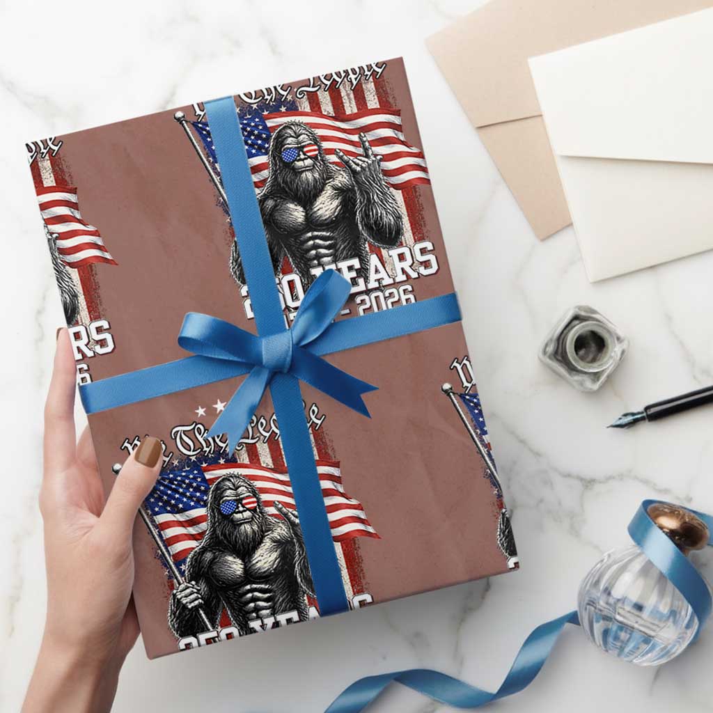 250th Anniversary USA Bigfoot Wrapping Paper Roll Sasquatch 250 Years Independence