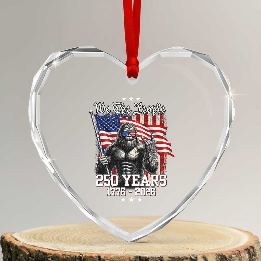 250th Anniversary USA Bigfoot Heart Crystal Glass Ornament Sasquatch 250 Years Independence TS11 Transparent Glass 3'' Heart Print Your Wear