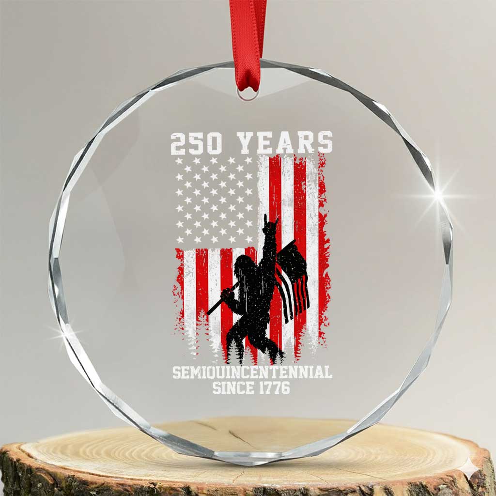 250th Anniversary USA Crystal Glass Ornament Bigfoot Patriotic American USA Flag TS14 Transparent Glass 3'' Circle Print Your Wear
