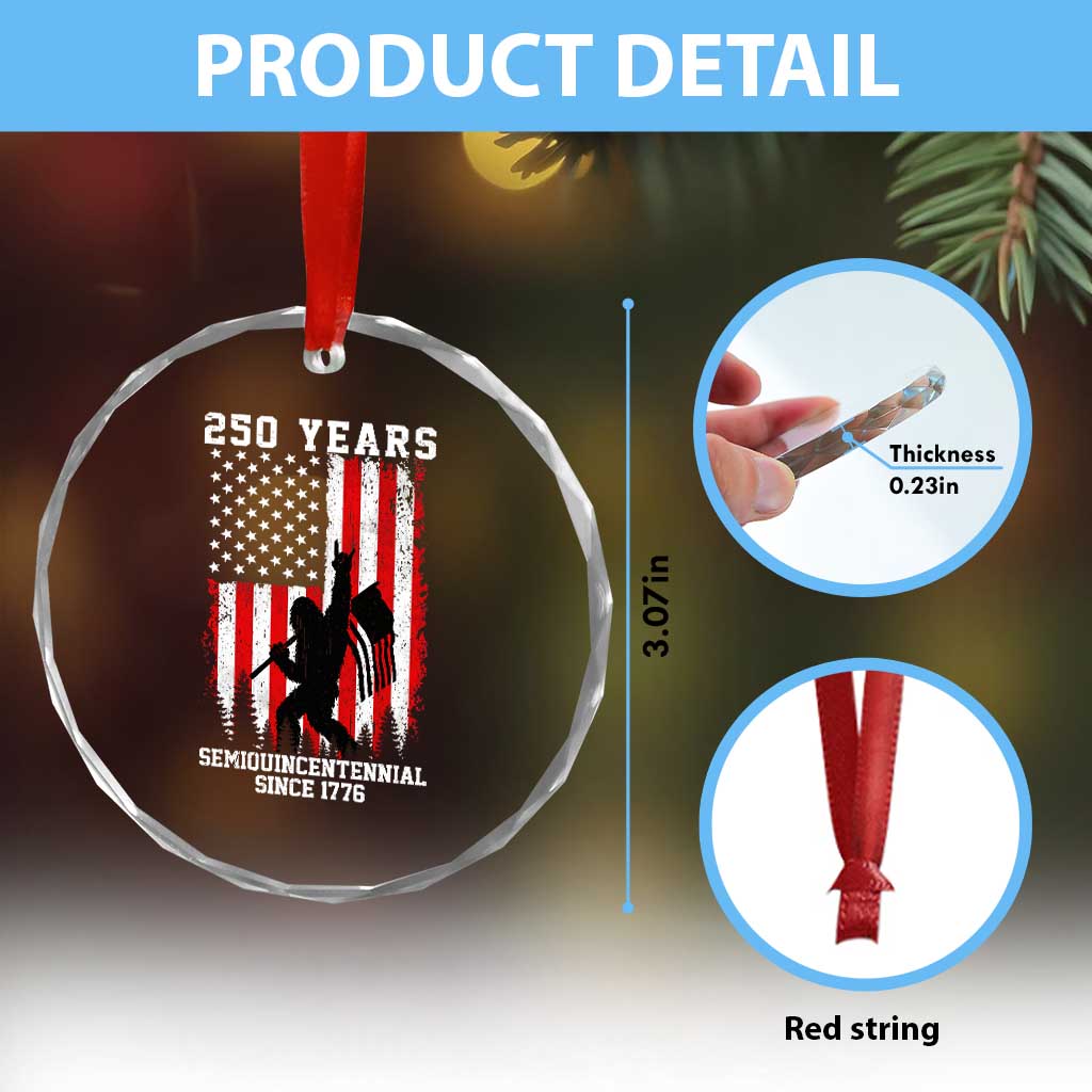 250th Anniversary USA Crystal Glass Ornament Bigfoot Patriotic American USA Flag TS14 Print Your Wear
