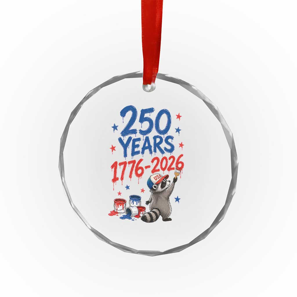 250th Anniversary USA Crystal Glass Ornament Patriotic Raccoon American Flag 4th of July TS14 Print Your Wear