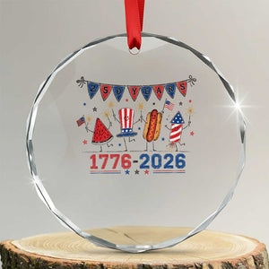 250th Anniversary USA Crystal Glass Ornament Patriotic Watermelon Hotdog Firework 250 Years American 1776 2026 250th 4th July TS10 Transparent Glass 3'' Circle Print Your Wear