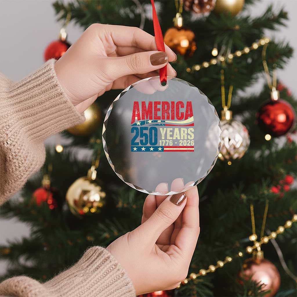 250th Anniversary USA Crystal Glass Ornament Retro 250 Years American 1776 2026 US Flag TS10 Print Your Wear