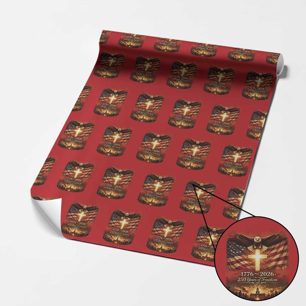 250th Anniversary USA Wrapping Paper Roll 1776 2026 4th of July Patriotic Us 250 Flag TS10 Red Print Your Wear