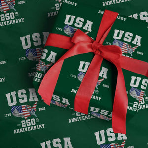 250th Anniversary USA Wrapping Paper Roll 4th of July America US Flag Patriotic 250 Years American Flag