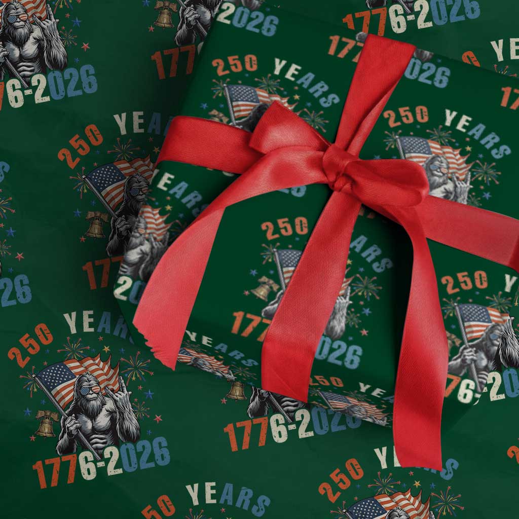 250th Anniversary USA Wrapping Paper Roll Bigfoot American Flag Patriotic 4th of July TS14 Green Print Your Wear