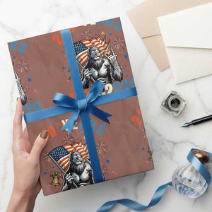 250th Anniversary USA Wrapping Paper Roll Bigfoot American Flag Patriotic 4th of July TS14 Mocha Print Your Wear