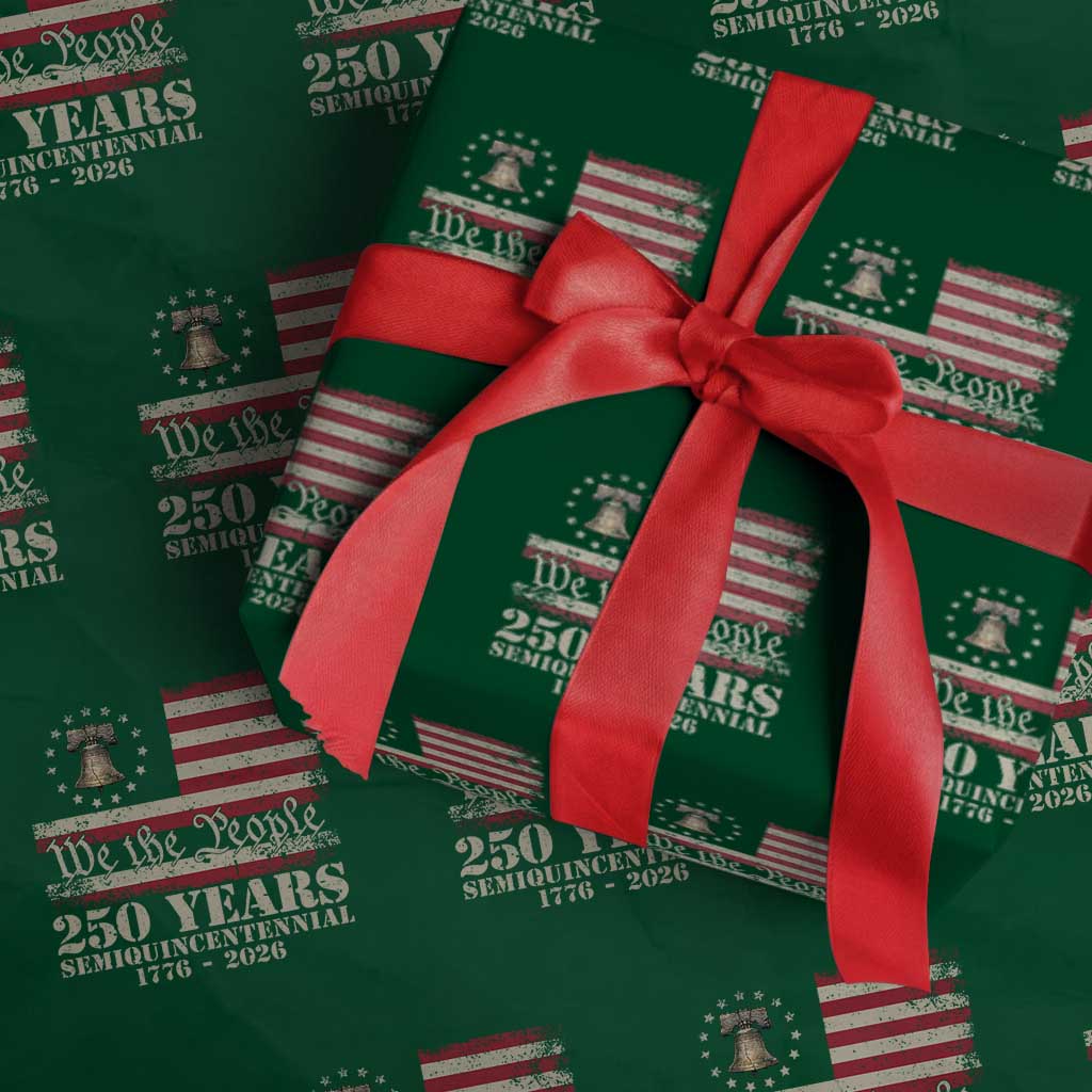 250th Anniversary USA Wrapping Paper Roll Patriotic Liberty Bell 1776 2026 Independence Day TS14 Green Print Your Wear