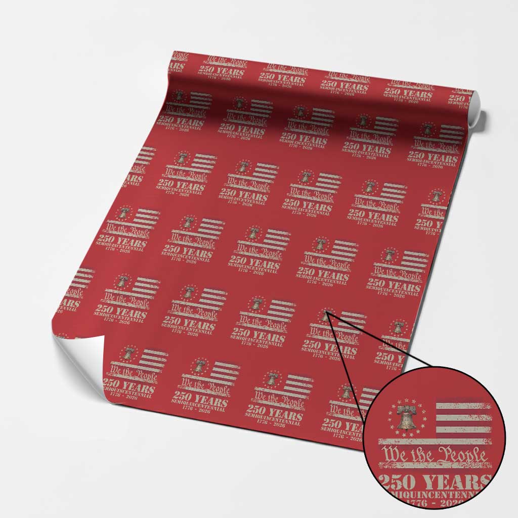 250th Anniversary USA Wrapping Paper Roll Patriotic Liberty Bell 1776 2026 Independence Day TS14 Red Print Your Wear