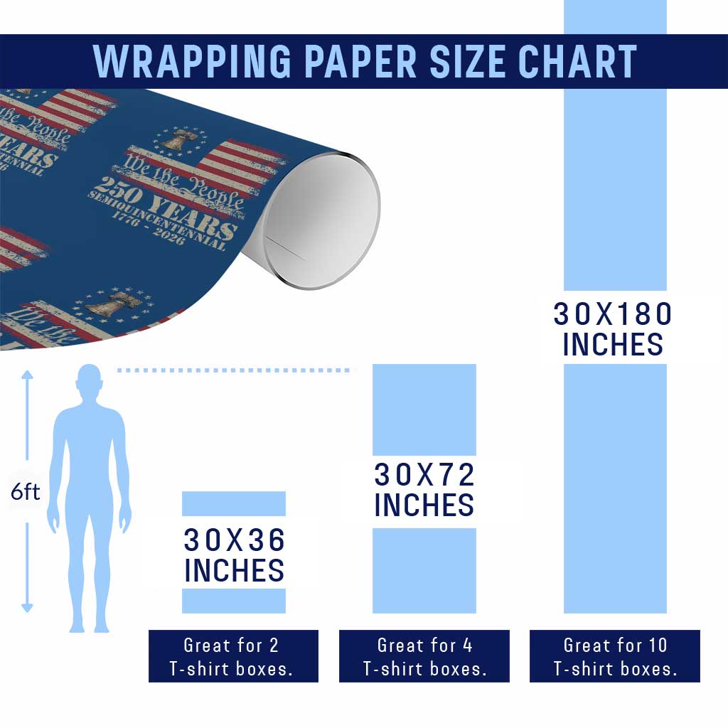 250th Anniversary USA Wrapping Paper Roll Patriotic Liberty Bell 1776 2026 Independence Day TS14 Print Your Wear