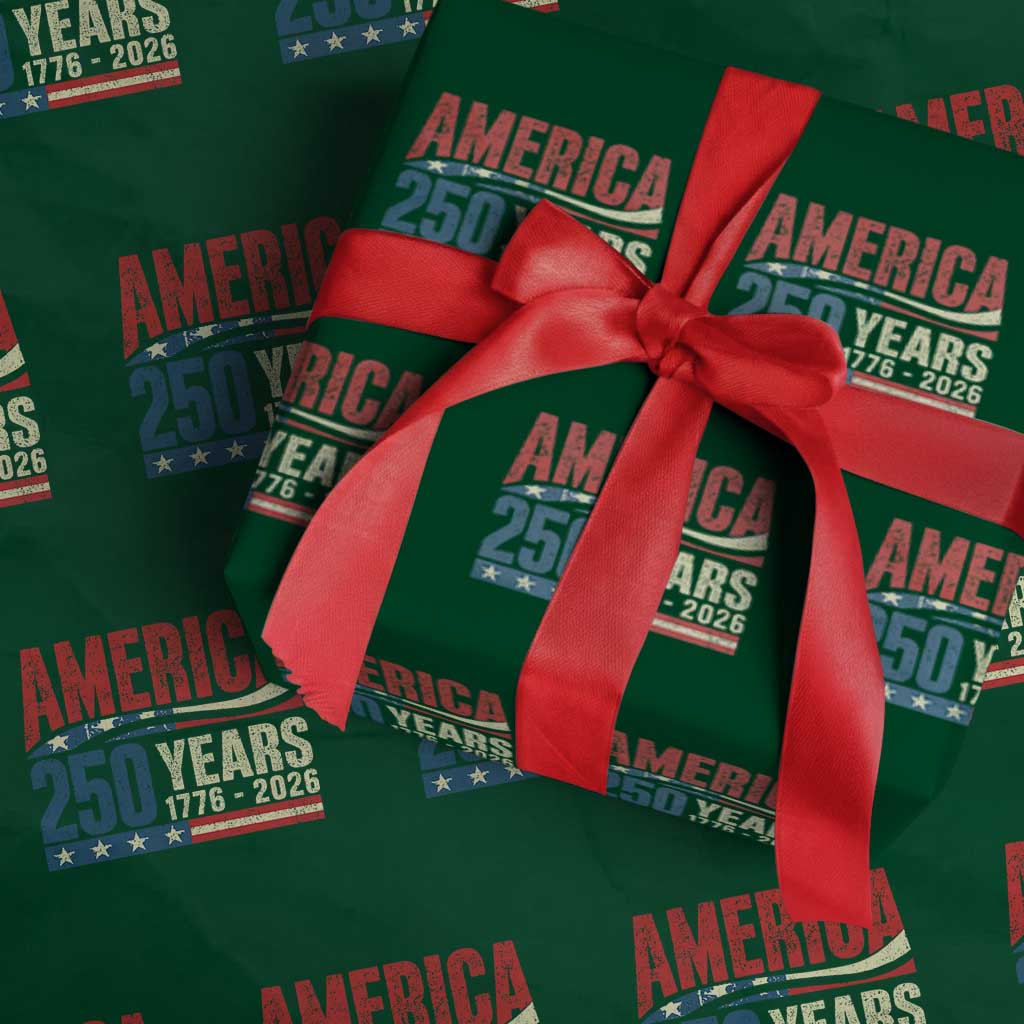 250th Anniversary USA Wrapping Paper Roll Retro 250 Years American 1776 2026 US Flag