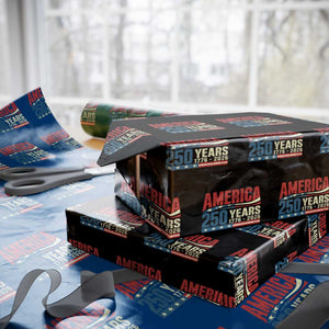 250th Anniversary USA Wrapping Paper Roll Retro 250 Years American 1776 2026 US Flag