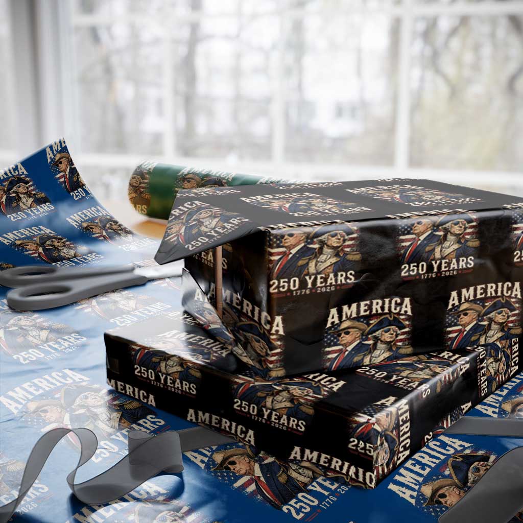 250th Anniversary USA George Washington and US Nations Leader Wrapping Paper Roll America 250 Years 1776 2026