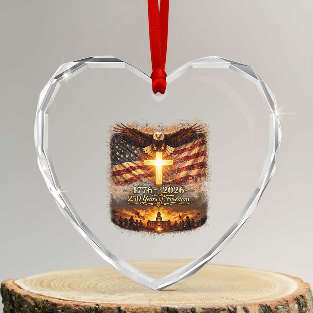 250th Anniversary USA Heart Crystal Glass Ornament 1776 2026 4th of July Patriotic Us 250 Flag TS10 Transparent Glass 3'' Heart Print Your Wear