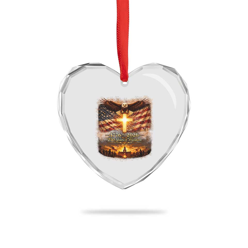 250th Anniversary USA Heart Crystal Glass Ornament 1776 2026 4th of July Patriotic Us 250 Flag TS10 Print Your Wear