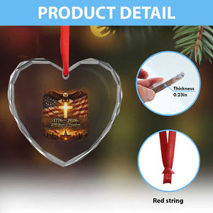 250th Anniversary USA Heart Crystal Glass Ornament 1776 2026 4th of July Patriotic Us 250 Flag TS10 Print Your Wear