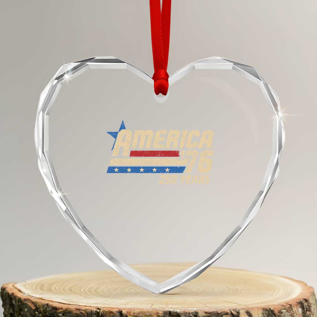 250th Anniversary USA Heart Crystal Glass Ornament America Retro 250 Years 1776 2026 TS10 Transparent Glass 3'' Heart Print Your Wear