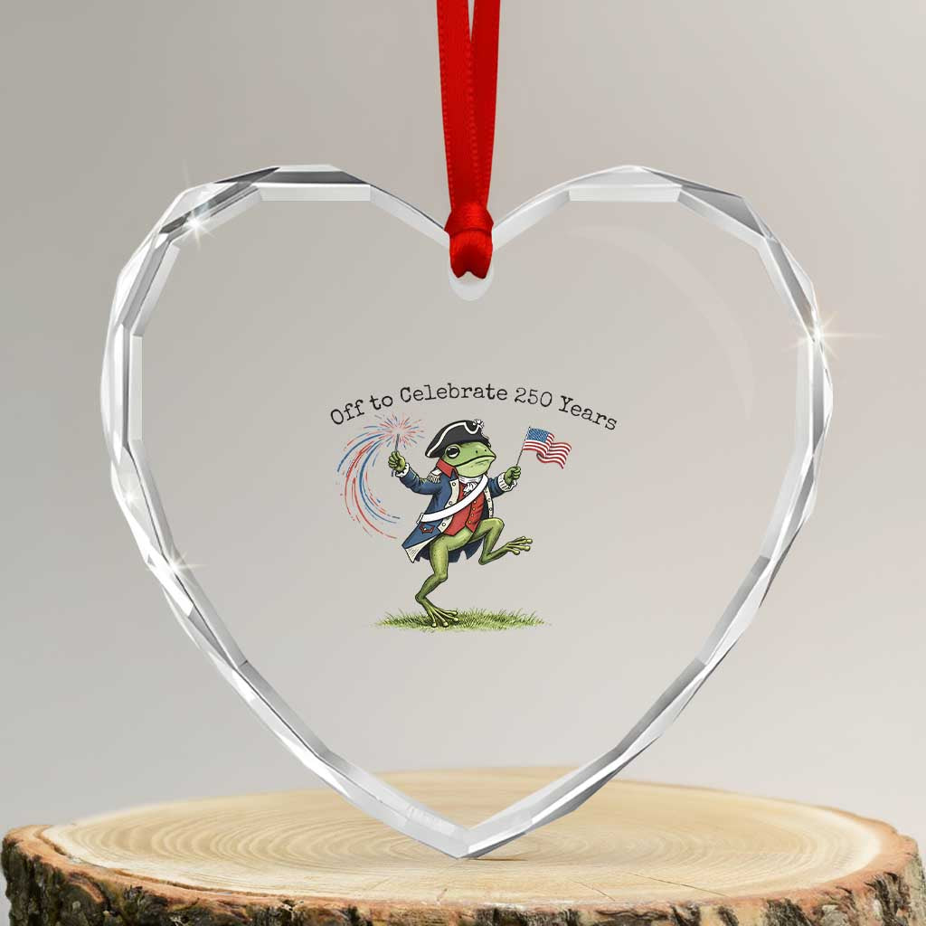 250th Anniversary USA Heart Crystal Glass Ornament Funny Patriotic Frog USA Independence Day TS14 Transparent Glass 3'' Heart Print Your Wear