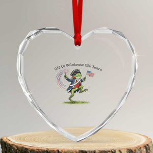 250th Anniversary USA Heart Crystal Glass Ornament Funny Patriotic Frog USA Independence Day TS14 Transparent Glass 3'' Heart Print Your Wear