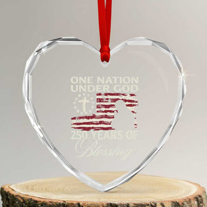 250th Anniversary USA Heart Crystal Glass Ornament One Nation Under God 250 Years Of Blessing TS14 Transparent Glass 3'' Heart Print Your Wear