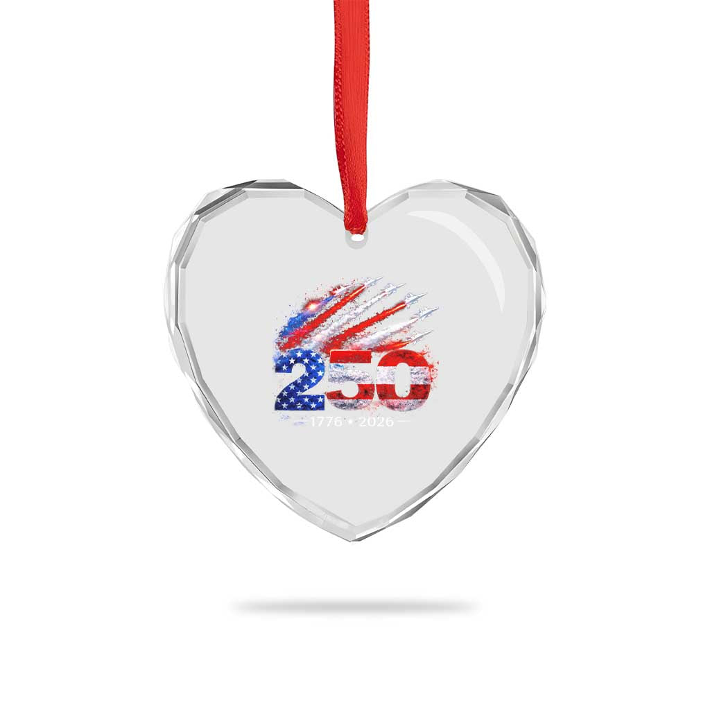 250th Anniversary USA Heart Crystal Glass Ornament Patriotic 250 Years American 4th July 1776 2026 TS10 Print Your Wear