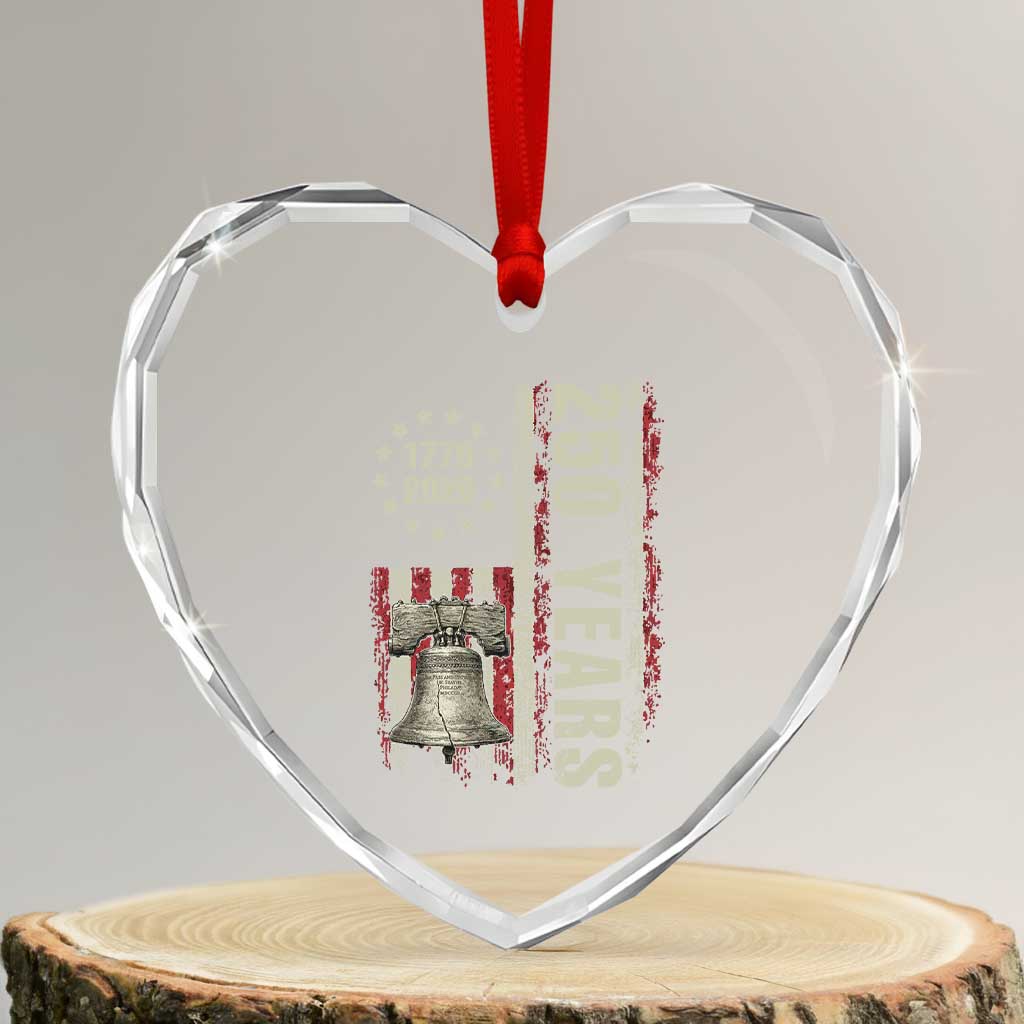 250th Anniversary USA Heart Crystal Glass Ornament Patriotic Liberty Bell 1776 2026 American Flag TS14 Transparent Glass 3'' Heart Print Your Wear
