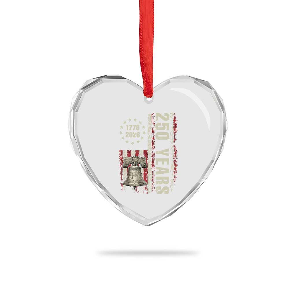 250th Anniversary USA Heart Crystal Glass Ornament Patriotic Liberty Bell 1776 2026 American Flag TS14 Print Your Wear
