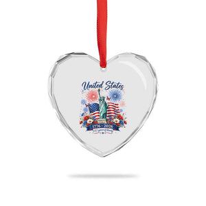 250th Anniversary USA Heart Crystal Glass Ornament Patriotic Liberty Floral 250 Years American 4th July 1776 2026 TS10 Print Your Wear