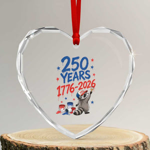 250th Anniversary USA Heart Crystal Glass Ornament Patriotic Raccoon American Flag 4th of July TS14 Transparent Glass 3'' Heart Print Your Wear