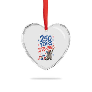 250th Anniversary USA Heart Crystal Glass Ornament Patriotic Raccoon American Flag 4th of July TS14 Print Your Wear