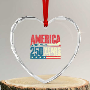 250th Anniversary USA Heart Crystal Glass Ornament Retro 250 Years American 1776 2026 US Flag
