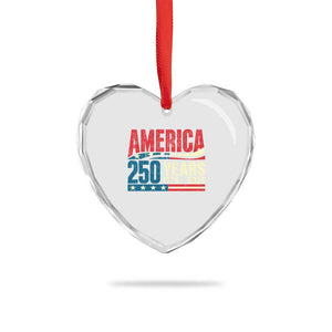 250th Anniversary USA Heart Crystal Glass Ornament Retro 250 Years American 1776 2026 US Flag