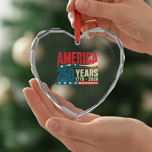 250th Anniversary USA Heart Crystal Glass Ornament Retro 250 Years American 1776 2026 US Flag
