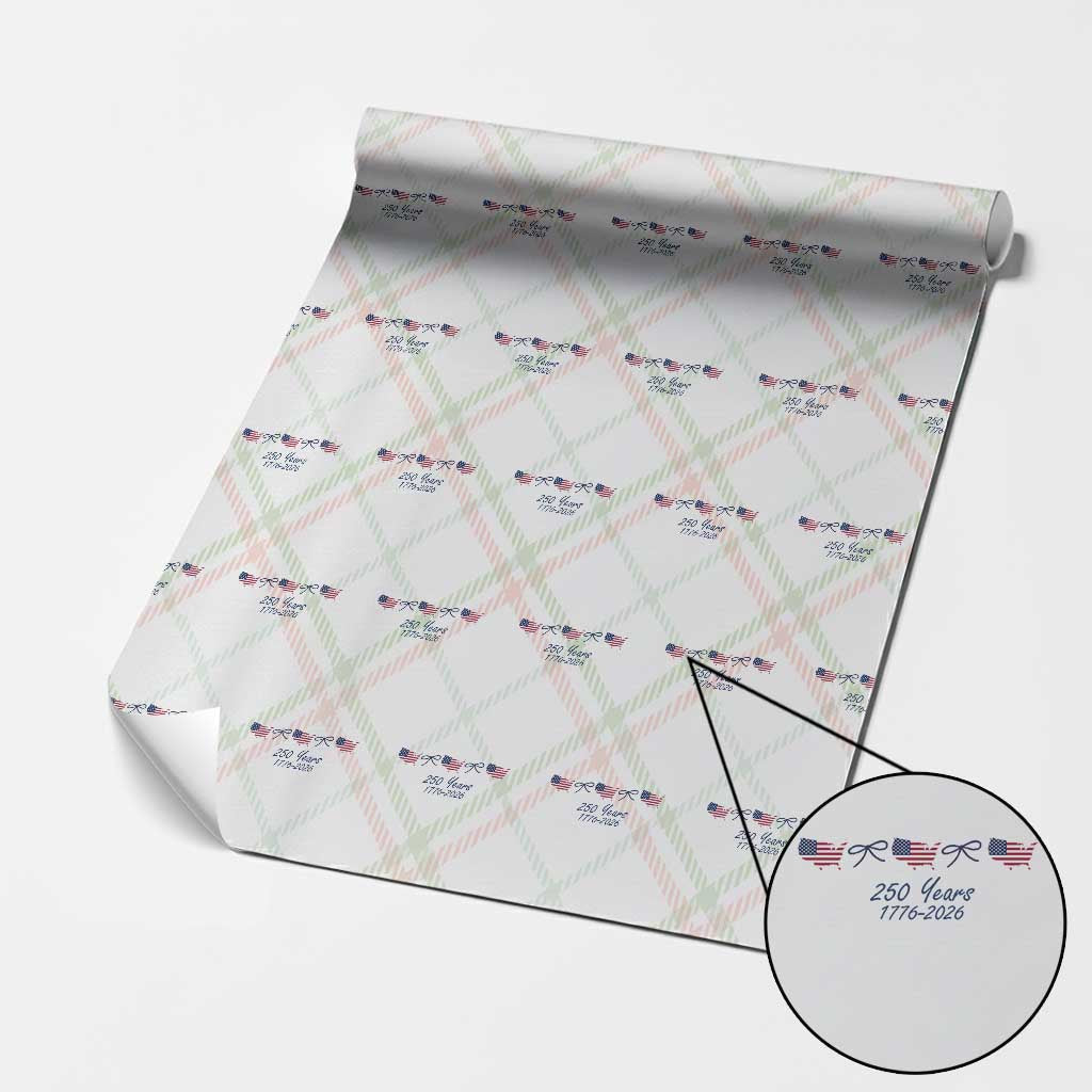 250th Anniversary USA Wrapping Paper Roll American Flag Dainty Bow 4th of July