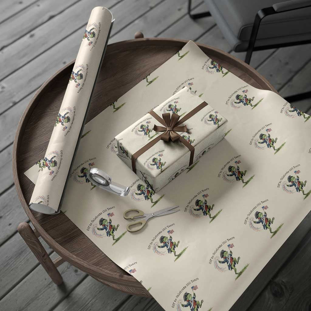 250th Anniversary USA Wrapping Paper Roll Funny Patriotic Frog USA Independence Day TS14 Beige Print Your Wear