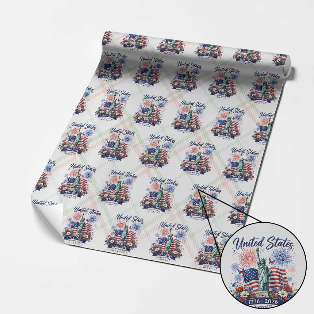 250th Anniversary USA Wrapping Paper Roll Patriotic Liberty Floral 250 Years American 4th July 1776 2026 TS10 Christmas Plaid Print Your Wear