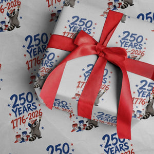 250th Anniversary USA Wrapping Paper Roll Patriotic Raccoon American Flag 4th of July TS14 White Print Your Wear