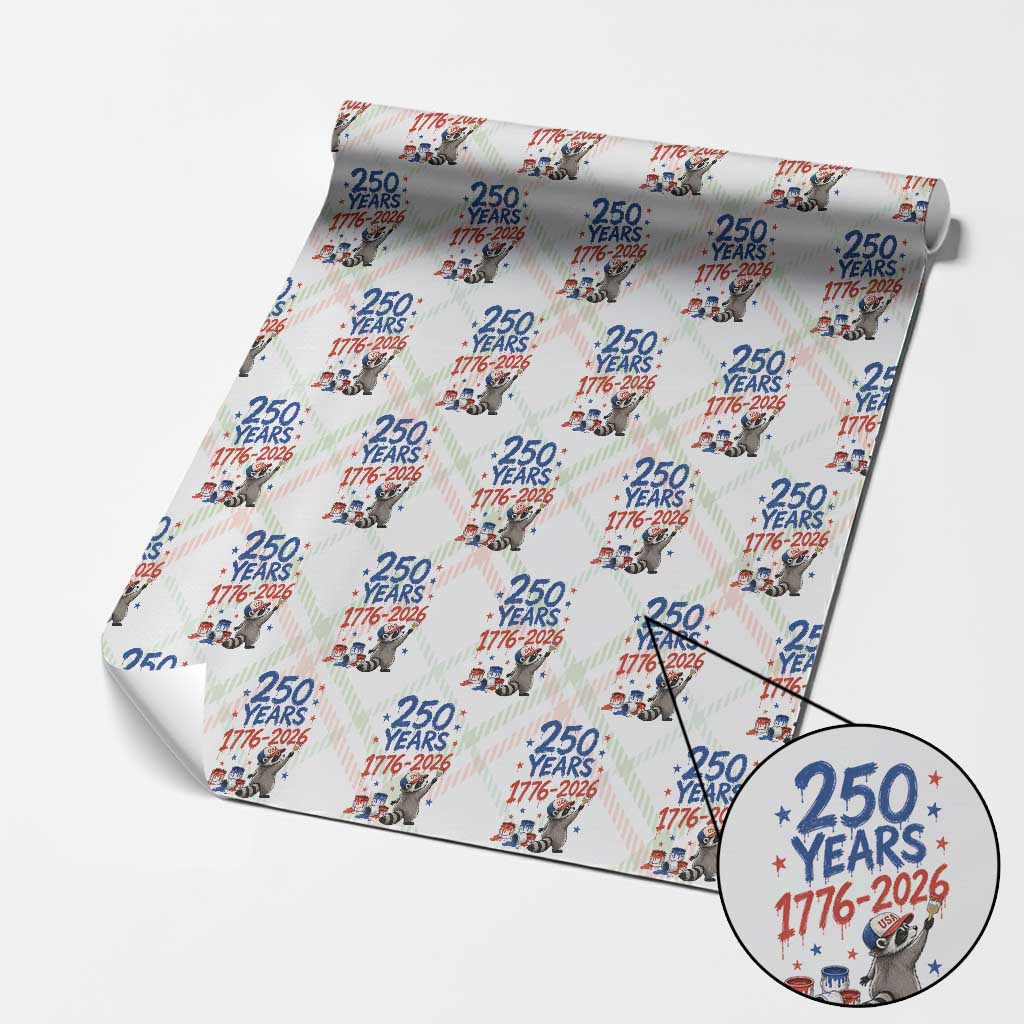 250th Anniversary USA Wrapping Paper Roll Patriotic Raccoon American Flag 4th of July TS14 Christmas Plaid Print Your Wear