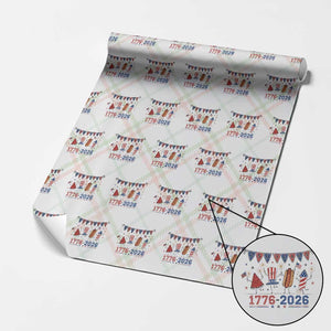 250th Anniversary USA Wrapping Paper Roll Patriotic Watermelon Hotdog Firework 250 Years American 1776 2026 250th 4th July
