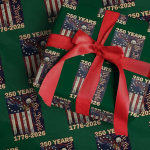 250th Anniversary USA Patriotic Wrapping Paper Roll 250 Years We The People Vintage Bald Eagle TS11 Green Print Your Wear