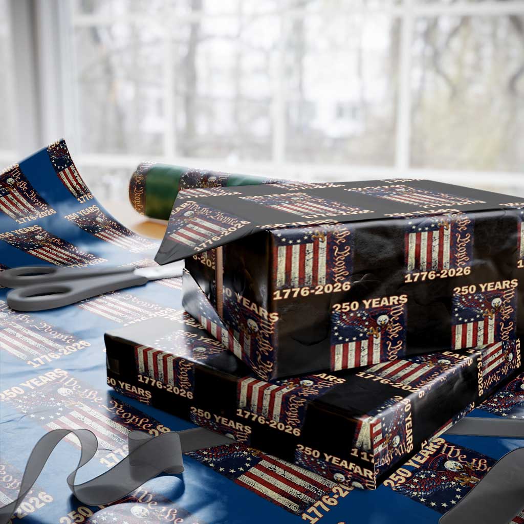 250th Anniversary USA Patriotic Wrapping Paper Roll 250 Years We The People Vintage Bald Eagle TS11 Black Print Your Wear