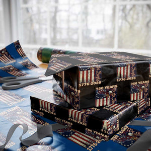 250th Anniversary USA Patriotic Wrapping Paper Roll 250 Years We The People Vintage Bald Eagle TS11 Black Print Your Wear