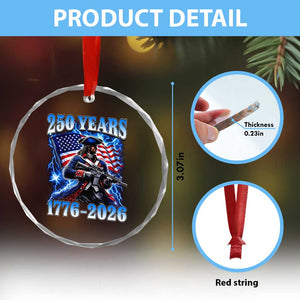 250th Anniversary Yankee Spirit Crystal Glass Ornament 1776 2026 Patriotic Tactical Minuteman US Flag TS10 Print Your Wear