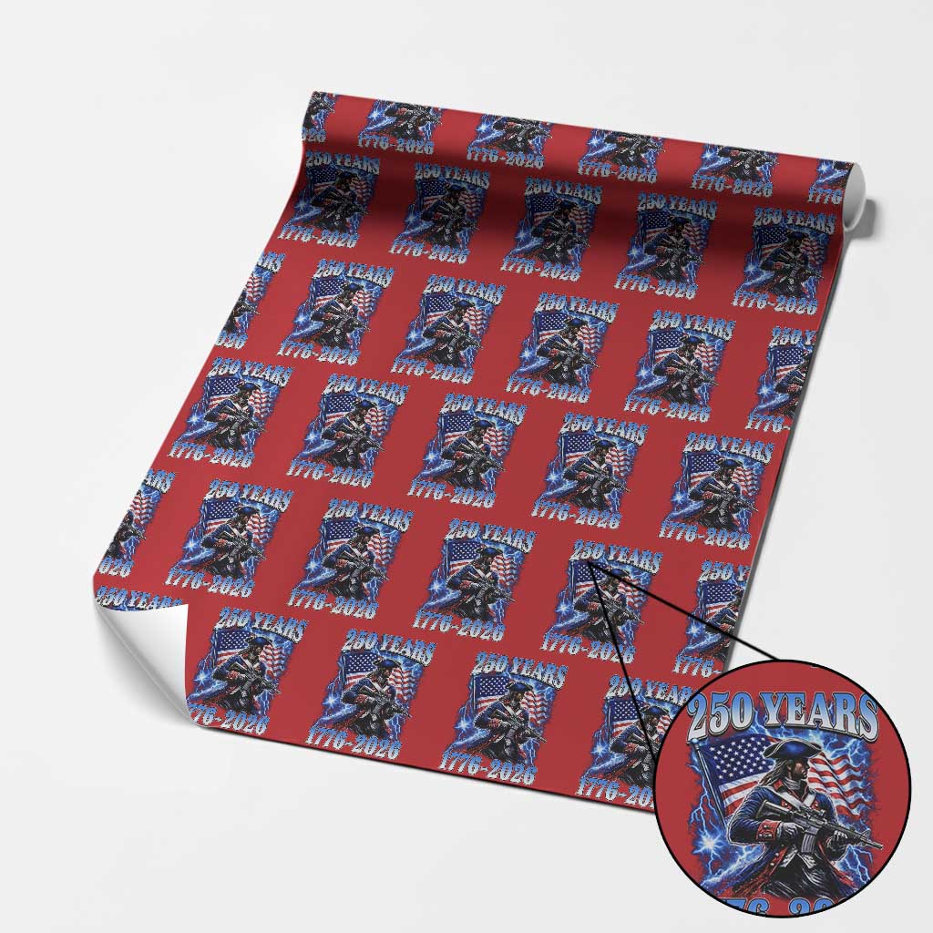 250th Anniversary Yankee Spirit Wrapping Paper Roll 1776 2026 Patriotic Tactical Minuteman US Flag TS10 Red Print Your Wear
