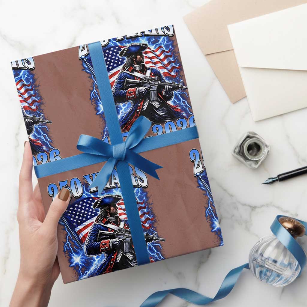 250th Anniversary Yankee Spirit Wrapping Paper Roll 1776 2026 Patriotic Tactical Minuteman US Flag TS10 Mocha Print Your Wear