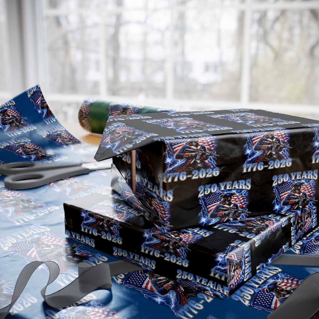 250th Anniversary Yankee Spirit Wrapping Paper Roll 1776 2026 Patriotic Tactical Minuteman US Flag TS10 Black Print Your Wear