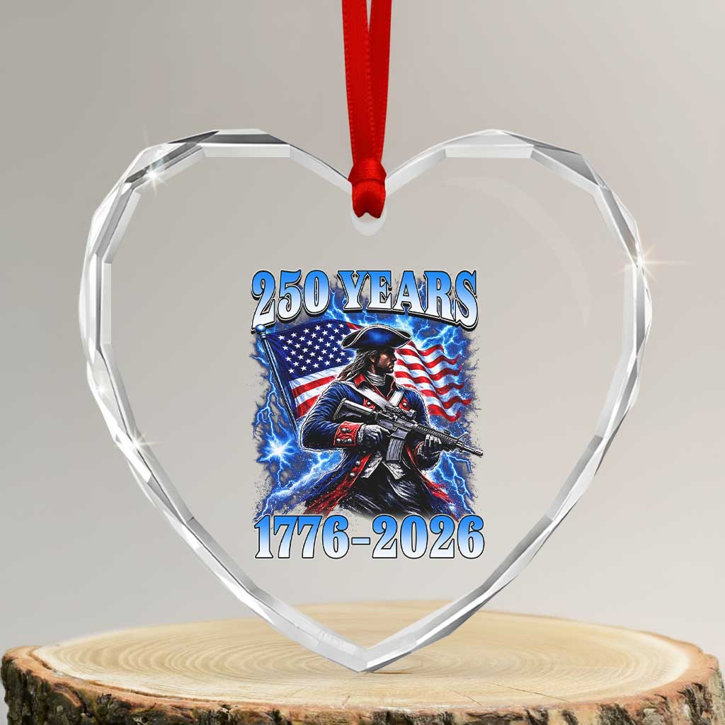 250th Anniversary Yankee Spirit Heart Crystal Glass Ornament 1776 2026 Patriotic Tactical Minuteman US Flag TS10 Transparent Glass 3'' Heart Print Your Wear