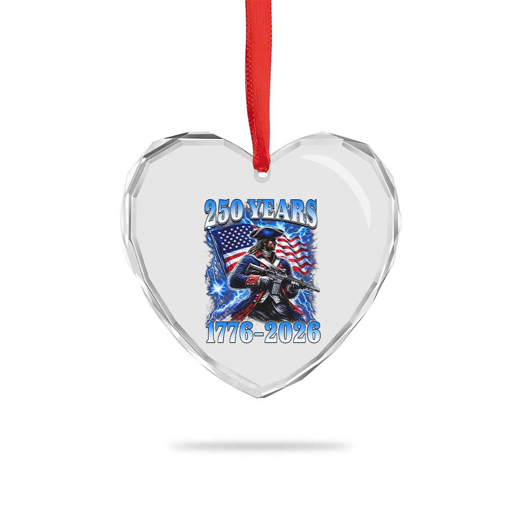 250th Anniversary Yankee Spirit Heart Crystal Glass Ornament 1776 2026 Patriotic Tactical Minuteman US Flag TS10 Print Your Wear